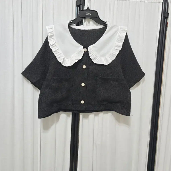 [BUNJANG] Tweed Short Sleeve Cropped Jacket / 트위드 반팔 크롭 자켓 새상품