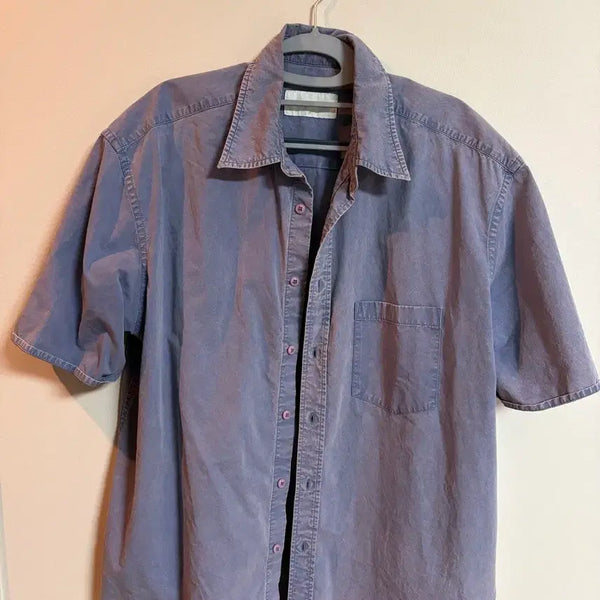 [BUNJANG] Years Ago Poika Cotton Drill Short Sleeve Shirt Dusty Blue / 이얼즈어고 포이카 반팔 셔츠