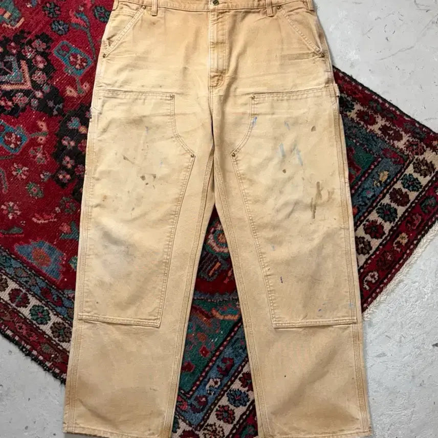[BUNJANG] Carhartt B136 BRN Double Knee Pants (38x32) / [38] OG 칼하트 더블니 BRN 칼하트 B136 베이지 썩블니