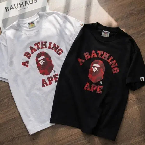 [BUNJANG] BAPE Red Camo Short Sleeve T-Shirt Set / 무료배송)베이프 레드 카모   반팔