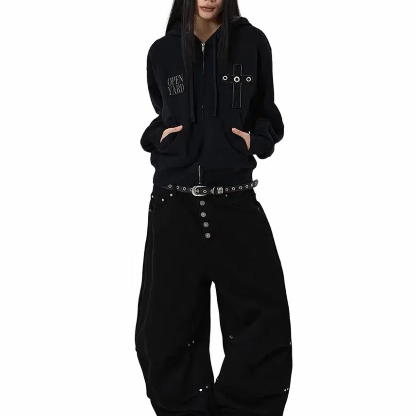 [BUNJANG] OY Tuck Wide Volume Pants Black / OY 오와이 TUCK WIDE VOLUME PANTS 블랙 와이드 팬츠