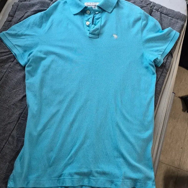 [BUNJANG] Abercrombie & Fitch Men's Turquoise Blue Polo Shirt XL / 아베크롬비 남성 터콰이즈 블루 카라티 105