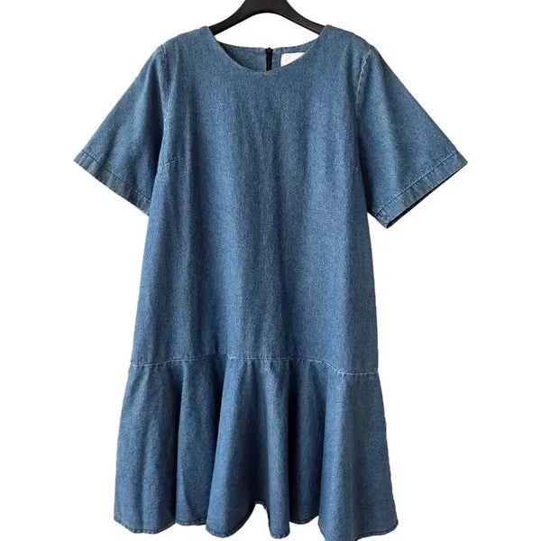[BUNJANG] Denim Ruffle A-Line Dress / F/데님 프릴 A라인 원피스