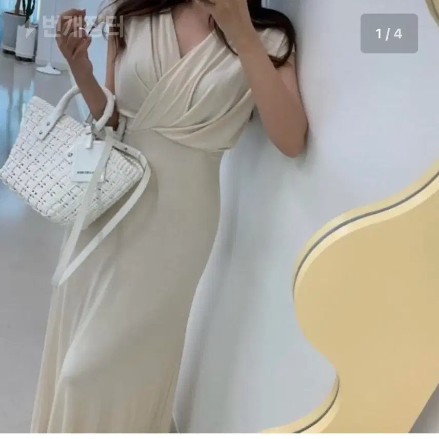 [BUNJANG] ENUE Maxi Dress Beige / 엔뉴엘 맥시 원피스