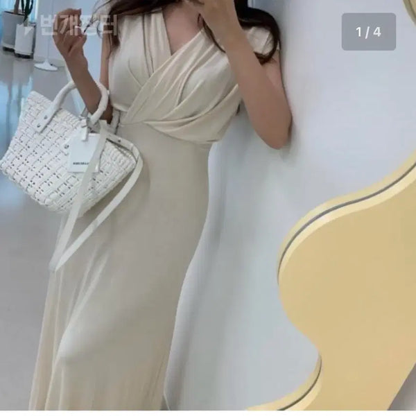 [BUNJANG] ENUE Maxi Dress Beige / 엔뉴엘 맥시 원피스