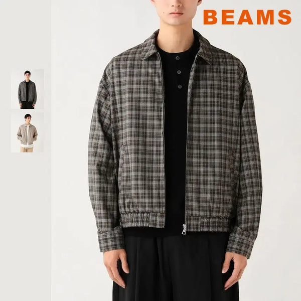 [BUNJANG] BEAMS HEART Heart Ombre Check Blouson Jacket SS26 / 빔즈 하트 옴브레체크 블루종 자켓 26SS
