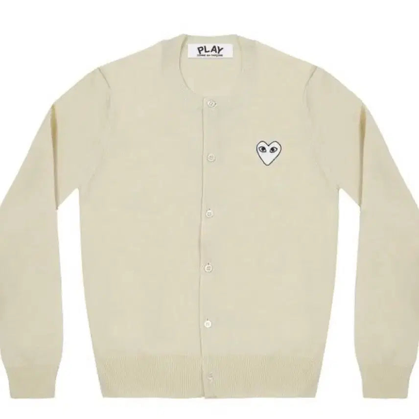 [BUNJANG] Comme des Garçons Play Appliqué Cardigan Ivory XS / 꼼데가르송 play 와펜 가디건 아이보리 xs