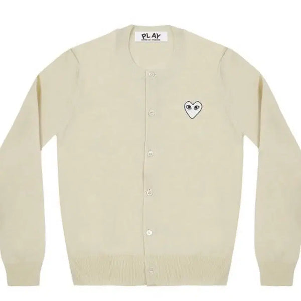 [BUNJANG] Comme des Garçons Play Appliqué Cardigan Ivory XS / 꼼데가르송 play 와펜 가디건 아이보리 xs