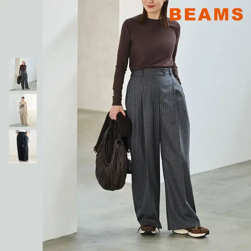 [BUNJANG] BEAMS Demi-Luxe Washable Wool Barrel Pants / 빔즈 데미룩스 워셔블 울 배럴 팬츠