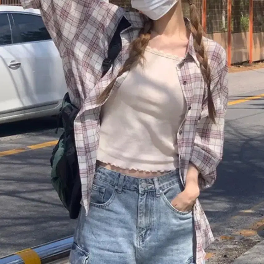 [BUNJANG] Almond Cream Check Shirt / 아몬드 크림 체크 셔츠