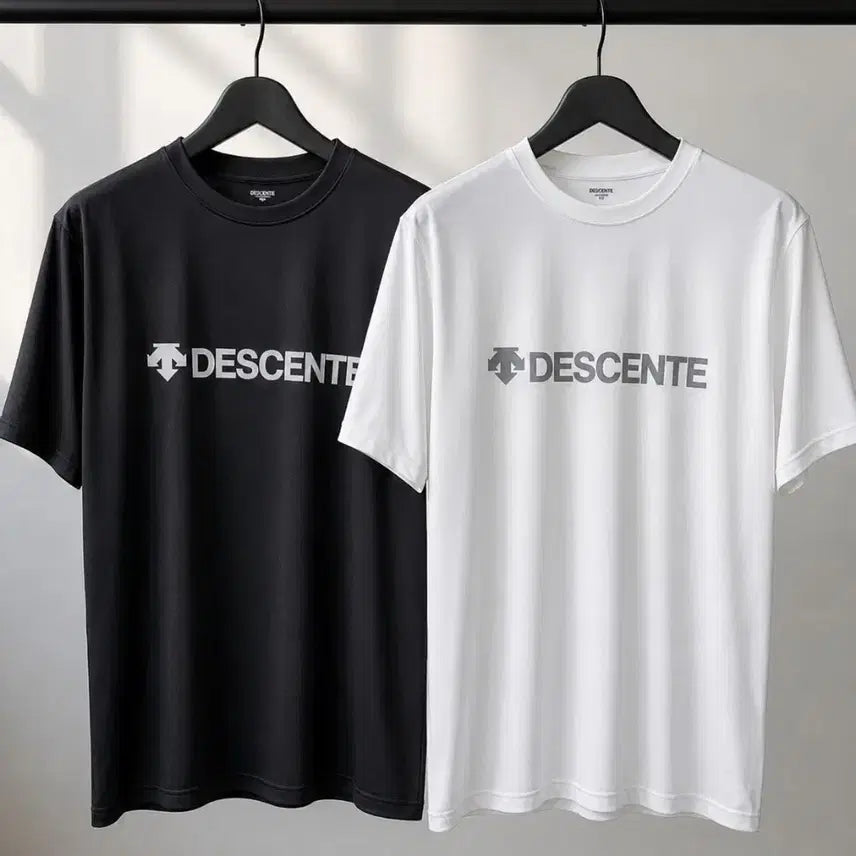 [BUNJANG] Descente Functional Cooling Short-Sleeve T-Shirt (Black/White) / 특가 데상트 기능성 냉감. 반팔티 블랙/화이트