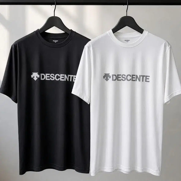 [BUNJANG] Descente Functional Cooling Short-Sleeve T-Shirt (Black/White) / 특가 데상트 기능성 냉감. 반팔티 블랙/화이트