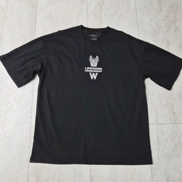 [BUNJANG] Life Work Bulldog Graphic T-Shirt, Size L, Black / 남성 라이프워크 반팔티 L