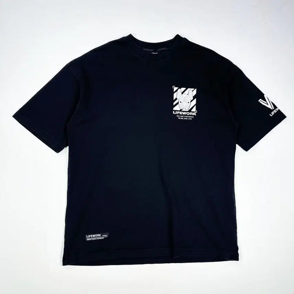 [BUNJANG] LifeWork Back Logo Printing Oversized Short-Sleeve T-Shirt Black / (M) 라이프워크 백로고 프린팅 오버핏 반팔티 블랙