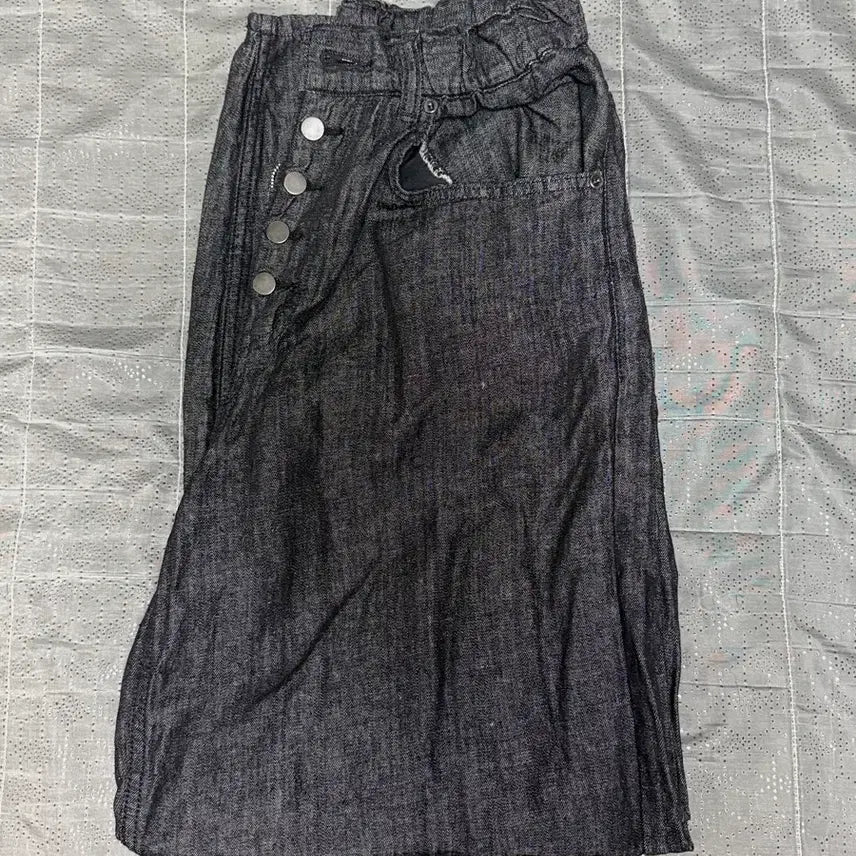 [BUNJANG] Button Wide Banding Denim Pants / (새상품)버튼 와이드 밴딩 데님 팬츠
