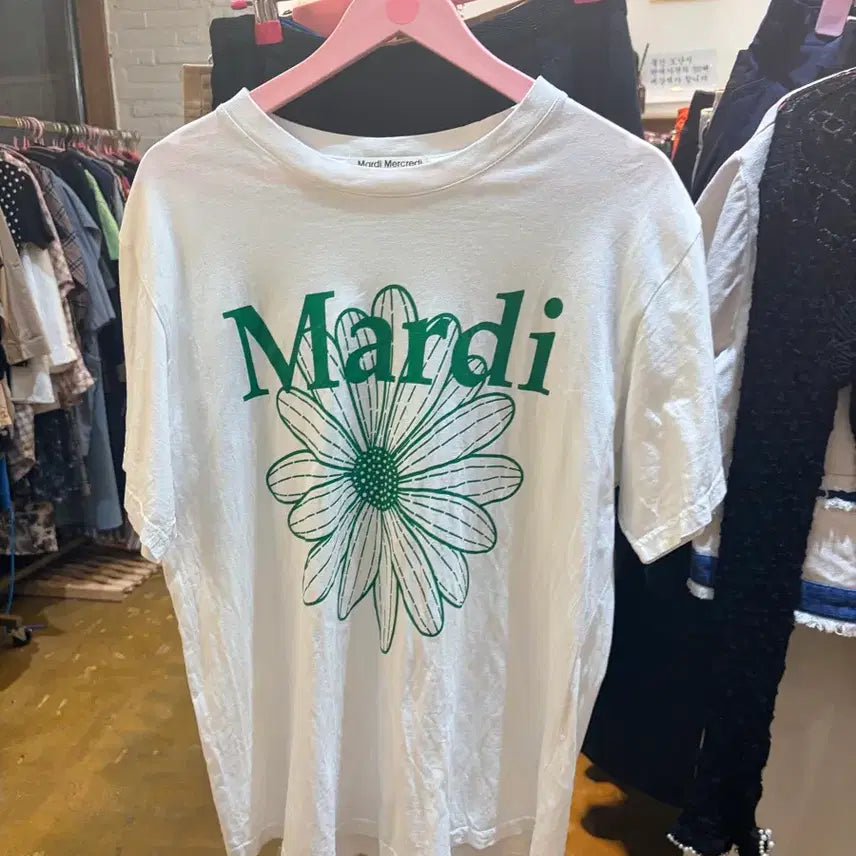 [BUNJANG] Mardi Mercredi Short Sleeve T-Shirt White Floral / 마르디 메크르디 반팔티 화이트 꽃