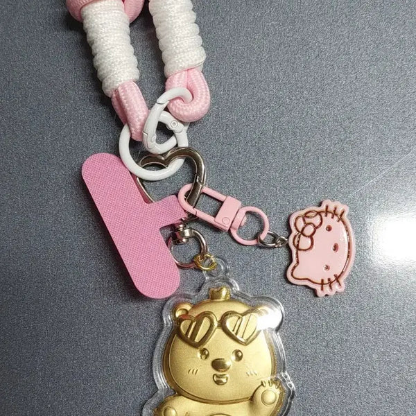 [BUNJANG] Hello Kitty & Luffy Pure Gold Keyring Strap / 키티 루피 순금 키링 스트랩