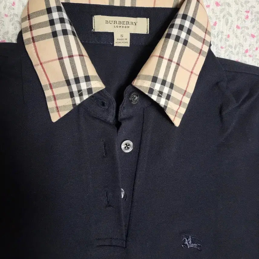 [BUNJANG] Burberry Nova Check Collar Spandex Polo T-Shirt (Navy/Pink, Women's S) - Set of 2 / [정품/상태최상] 버버리 노바체크 카라 스판 폴로 반팔 티셔츠 2벌 (네