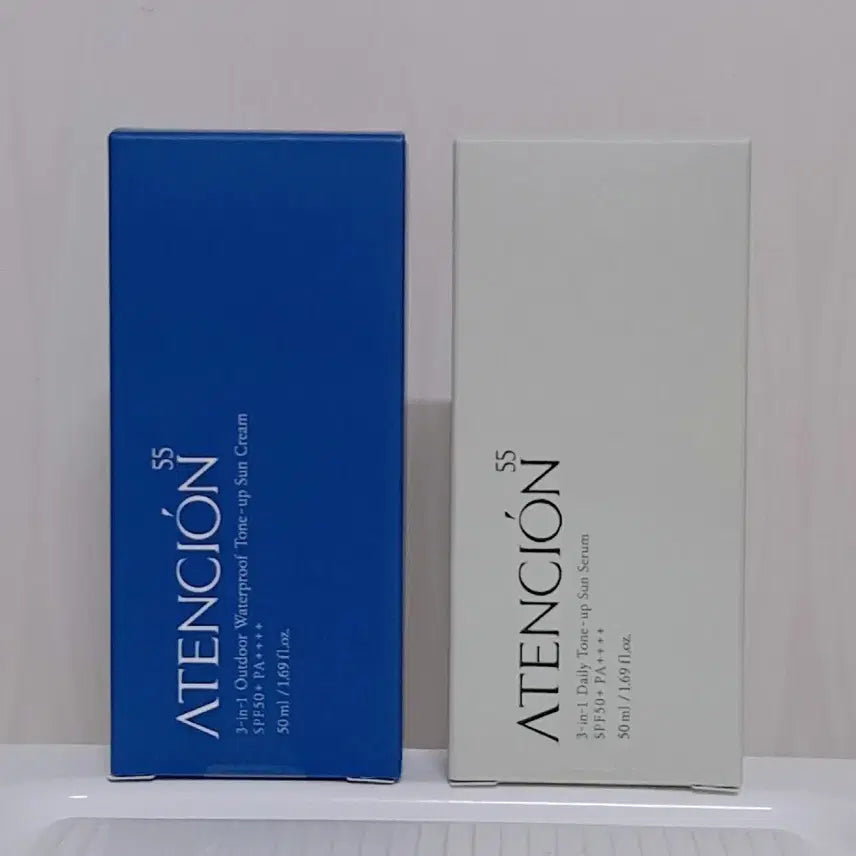 [BUNJANG] Attencion55 Tone-Up Sun Serum & Waterproof Sun Cream Bundle / <새상품>선크림 2개(정가77,000원) 톤업 선세럼 어텐시옹55