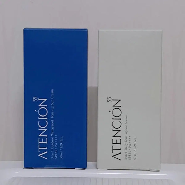 [BUNJANG] Attencion55 Tone-Up Sun Serum & Waterproof Sun Cream Bundle / <새상품>선크림 2개(정가77,000원) 톤업 선세럼 어텐시옹55