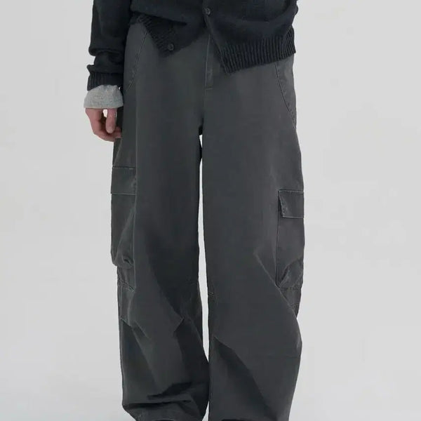 [BUNJANG] Known 26ss Washed Cargo Pants (Charcoal) / 노운 26ss 카고 팬츠