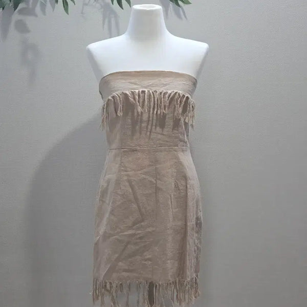 [BUNJANG] Unique Beige Tube Top Dress / 유니크한 탑 원피스