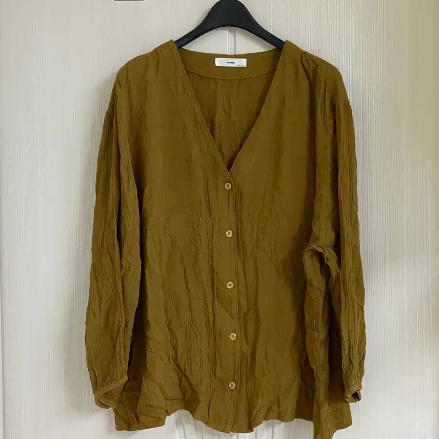 [BUNJANG] Brown Wrinkle Blouse (Size F) / 브라운 링클 블라우스 F
