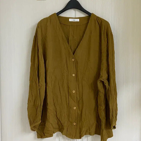 [BUNJANG] Brown Wrinkle Blouse (Size F) / 브라운 링클 블라우스 F