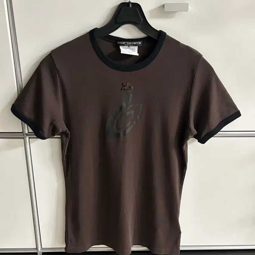 [BUNJANG] Courreges Logo T-Shirt Brown M / 꾸레쥬 반팔티 브라운 m
