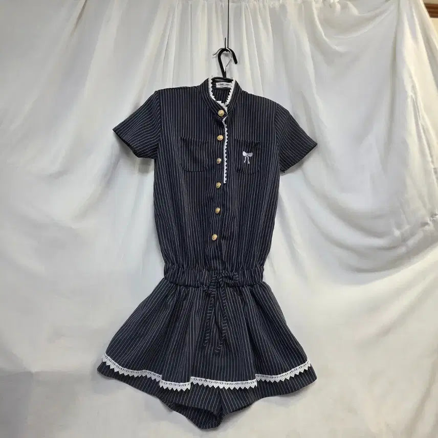 [BUNJANG] LONG LANH Women's Striped Romper Suit / LONG LANH여성  줄무늬 롬퍼수트85-90