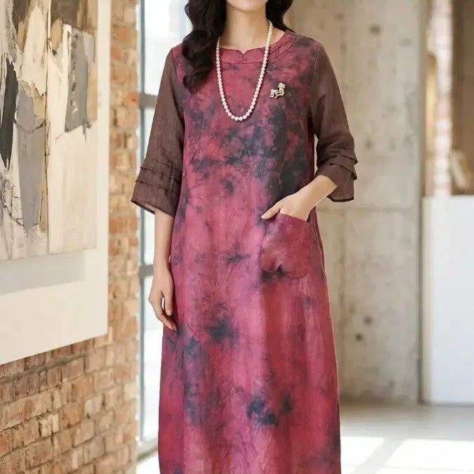 [BUNJANG] DoDo Natural Dye Jacquard Inyeon Long Dress / *DoDo 천연염색 자갸드 인견 롱원피스 ( 새 상품 )