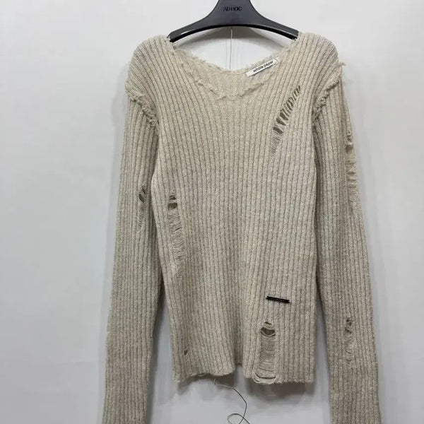 [BUNJANG] Hole Paper Damage Knit / F) 홀페이퍼 데미지 니트