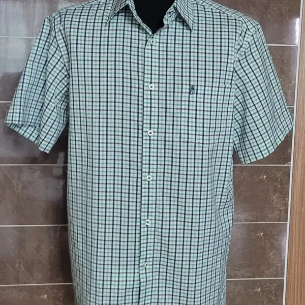 [BUNJANG] CAESARS Men's Check Short Sleeve Shirt (Size 100) / (남성여유100사이즈)CAESARS 체크 반팔 셔츠