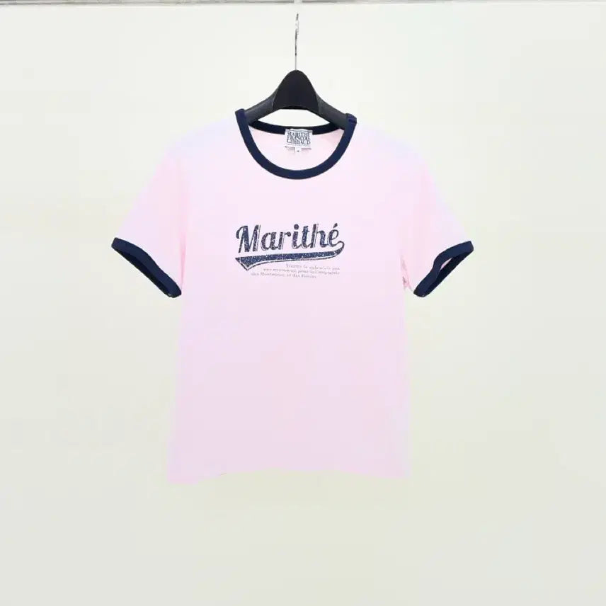 [BUNJANG] Marithe Francois Girbaud Colorblock Pink Short Sleeve T-Shirt / 마리떼 프랑소와 저버 배색 핑크 반팔티 (55사이즈)