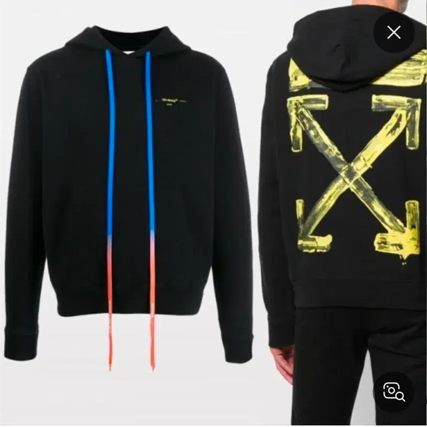 [BUNJANG] Off-White Black Yellow Arrow Hoodie / 오프화이트 후드티 블랙 옐로우 애로우