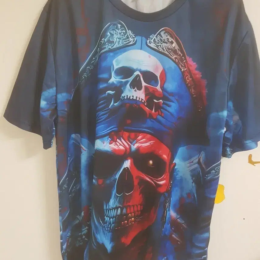 [BUNJANG] Skull Graphic Short Sleeve T-Shirt / 해골 프린팅 반팔 티셔츠(100)미사용