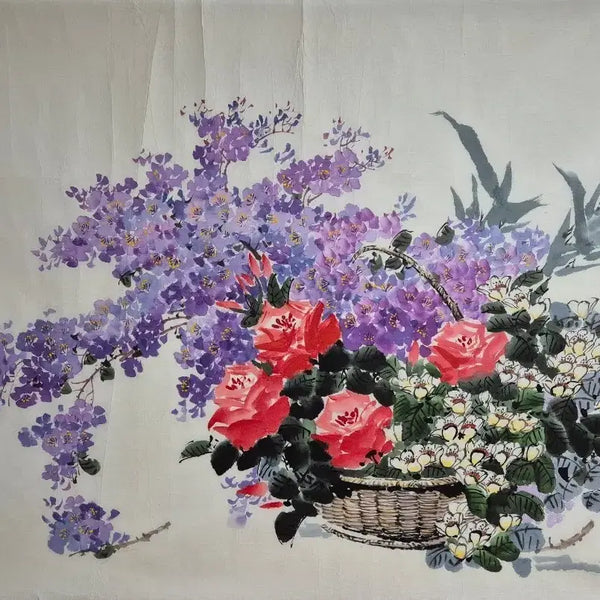[BUNJANG] Oh Young-seong Woven Flower Basket Painting 2006 / 오영성, 꽃바구니를 엮어서, 102x70cm, 2006년.