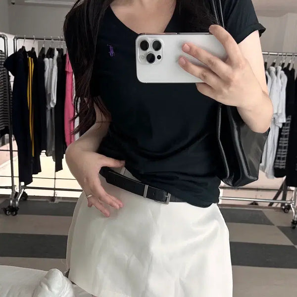 [BUNJANG] Ralph Lauren Sport Black V-Neck T-Shirt / 랄프로렌 스포츠 블랙 V넥 반팔 티셔츠