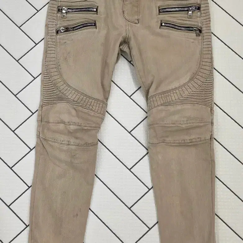 [BUNJANG] Balmain Beige Biker Men's Jeans Size 35-36 / [정품] 발망 베이지 바이커 남성 청바지.   싸이즈 35~36