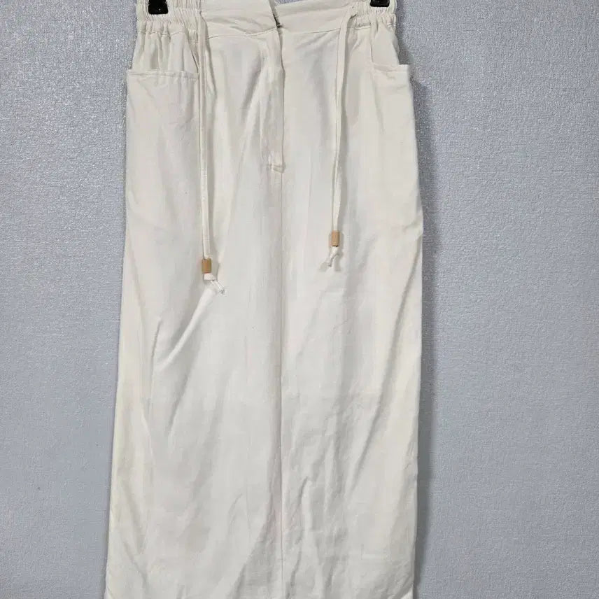 [BUNJANG] IVORY Rayon Hemp Straight Long Skirt Size 55 / IVORY 레이온마 일자스커트 55
