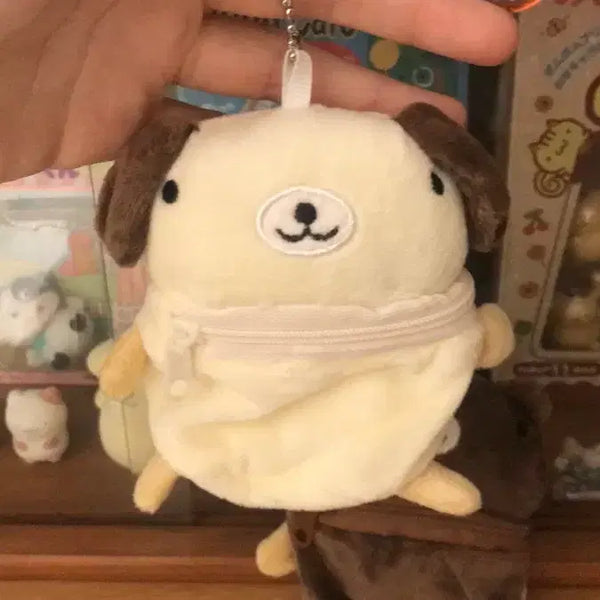 [BUNJANG] Japanese Vintage Style Dog & Bear Plush Keychain Pouch / 일본고전풍 강아지 곰돌이 인형 키링 보관