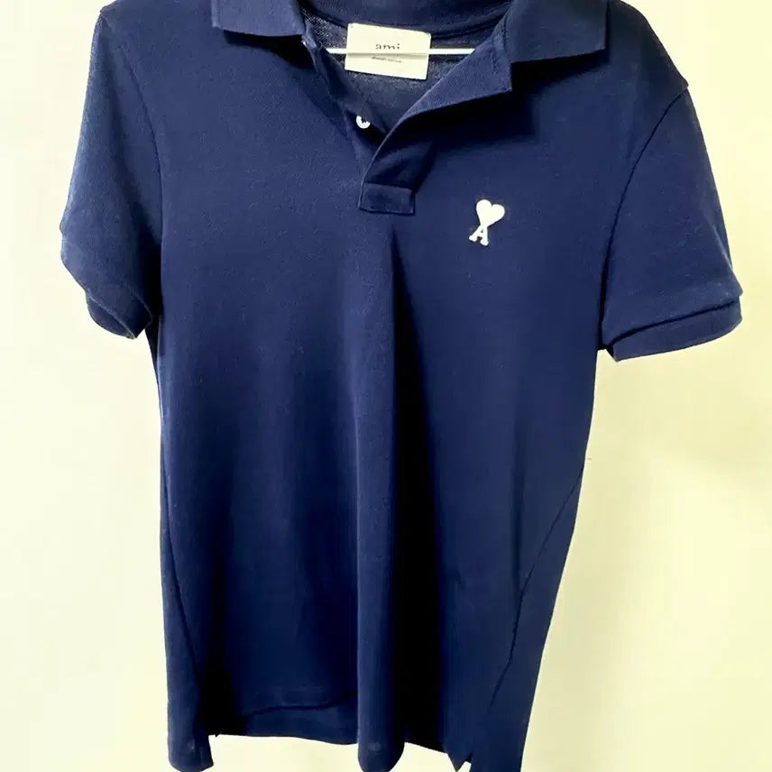 [BUNJANG] AMI Oversized Short Sleeve Polo Shirt Navy XXS / 아미 카라티 반팔 네이비 xxs