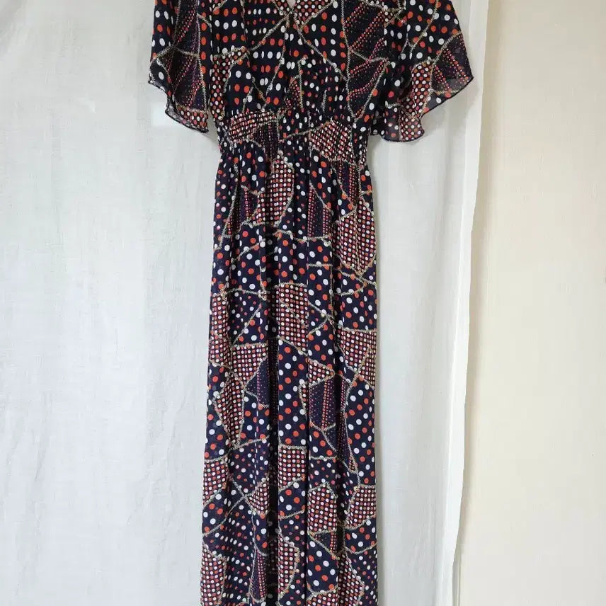 [BUNJANG] TOPGIRL Patchwork Polka Dot Long Dress / 탑걸 패치워크 도트 무늬 롱원피스