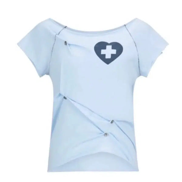 [BUNJANG] Shop Fairy Button-Up Zodiac Half T-Shirt / 샵페어리 button up zodiac half T-shirt