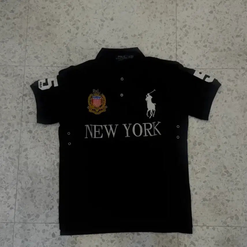 [BUNJANG] Polo Ralph Lauren New York Chief Keef Short Sleeve Polo Shirt Black / 폴로 랄프로렌 뉴욕 치프키프 반팔 카라티 블랙