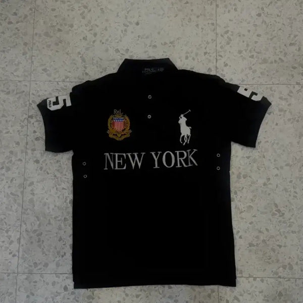 [BUNJANG] Polo Ralph Lauren New York Chief Keef Short Sleeve Polo Shirt Black / 폴로 랄프로렌 뉴욕 치프키프 반팔 카라티 블랙