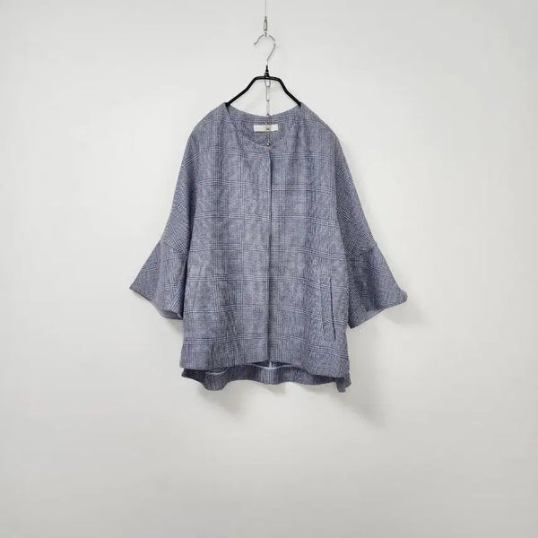 [BUNJANG] ID Bababa Check Lapel-less Jacket / 아이잗바바 노카라 체크자켓 66