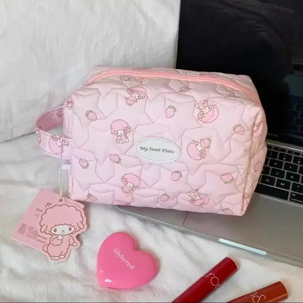 [BUNJANG] Sanrio My Sweet Piano Star Quilted Square Pouch / 수입 정품 산리오 핑크 마이 스윗 피아노 별 누빔 손잡이 사각 파우치