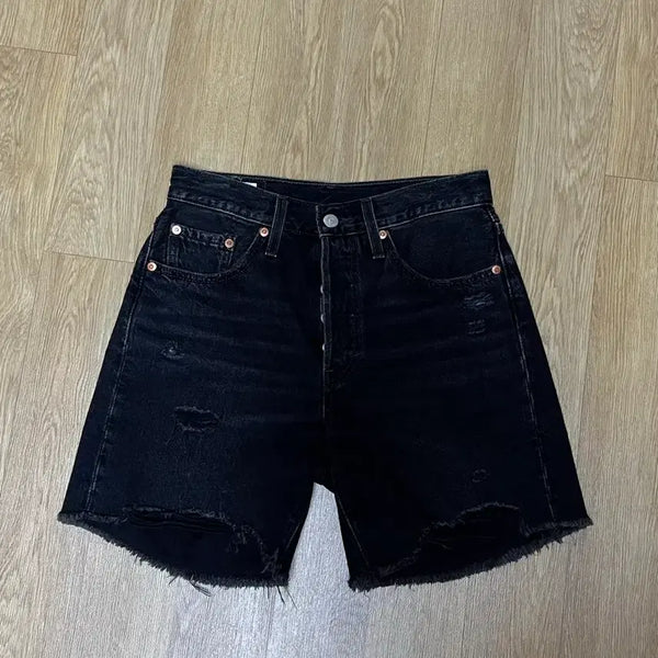 [BUNJANG] Levi's Black Denim Cut-off Shorts Size 24 / 리바이스 흑청 반바지 24사이즈