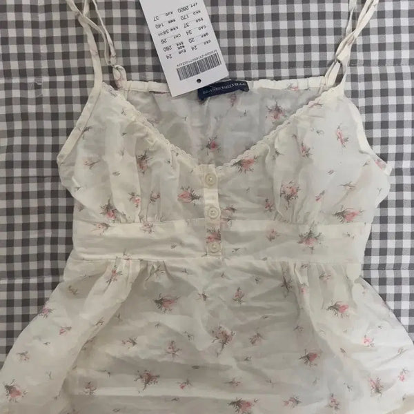 [BUNJANG] Brandy Melville Floral Sleeveless Top / 브랜디멜빌 꽃무늬 나시 탑 판매해요